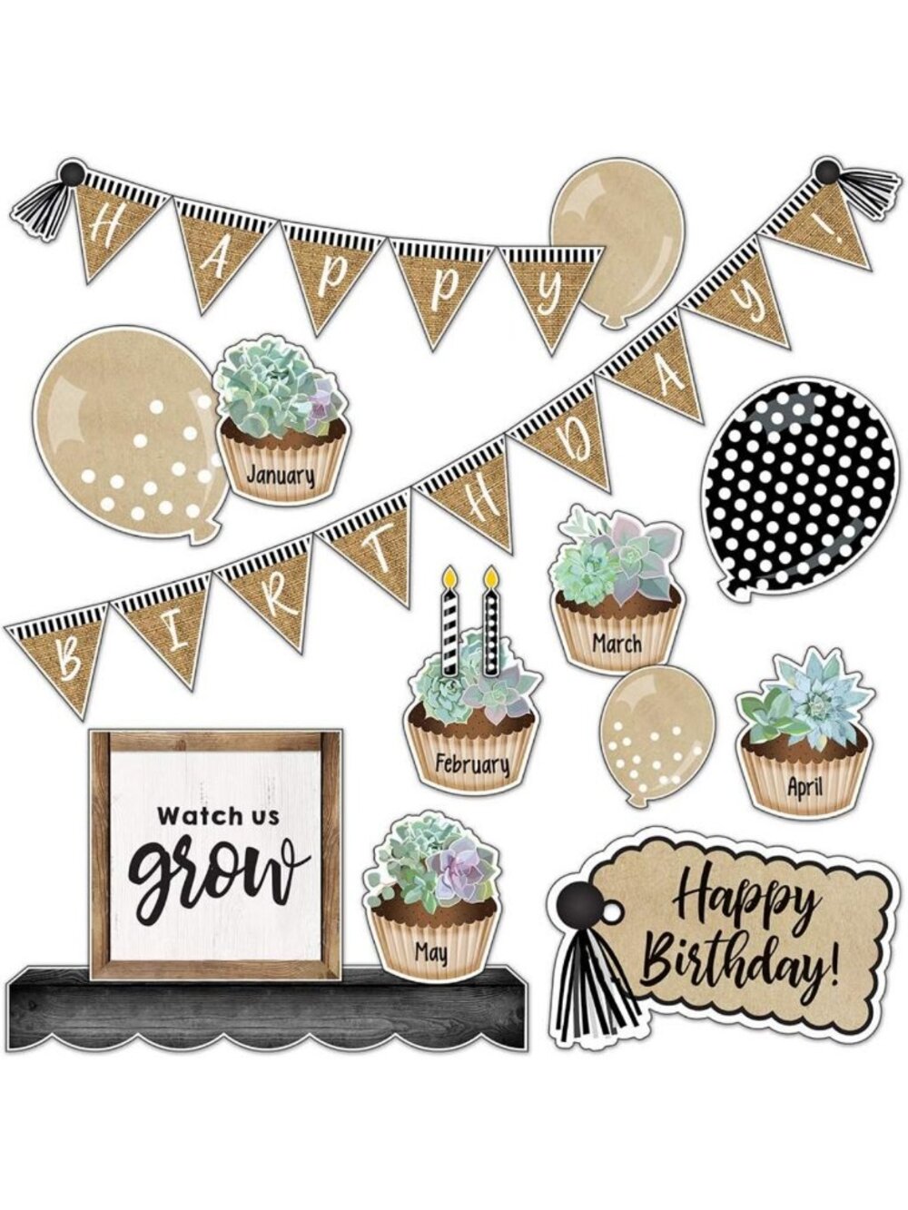 Chic Schoolgirl Birthday Bulletin Board Set - 79 Stylish Classroom Decor Pieces